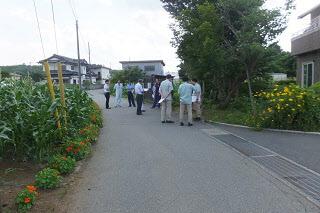 歩道のない道路の点検する様子の写真